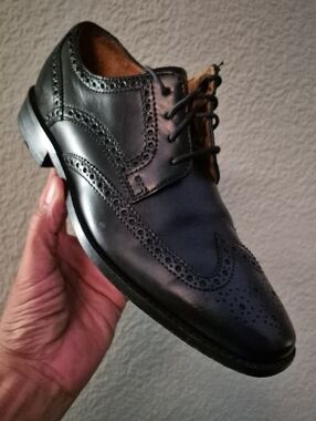 Cole Haan/Nike (India) Men's Black Brogue Derby Wing Tip Luxury Dress Shoes